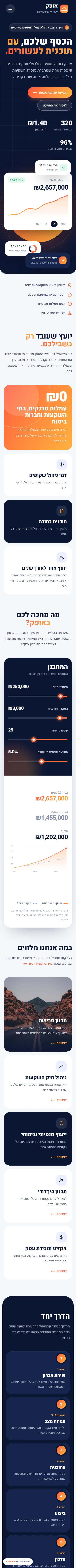 דף הבית של אתר אופק ייעוץ פיננסי במובייל